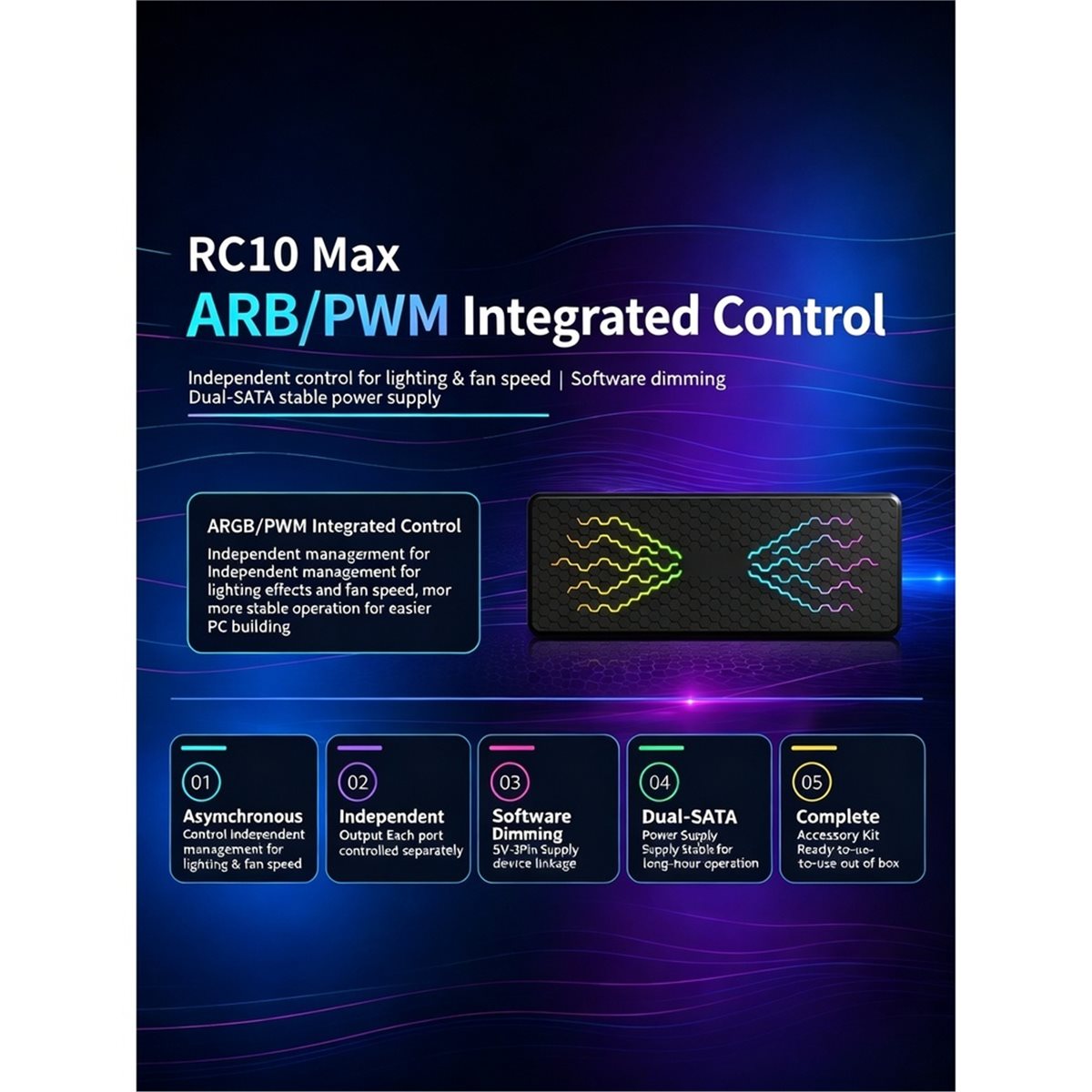 RC10max ARGB Hub Computer Case - đánh giá và giá Case Fan Controller